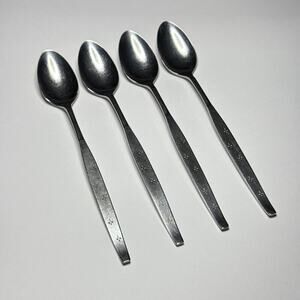 Oneida Community CELEBRITY Stainless 4 Iced Tea Spoons MCM w/ White Stars